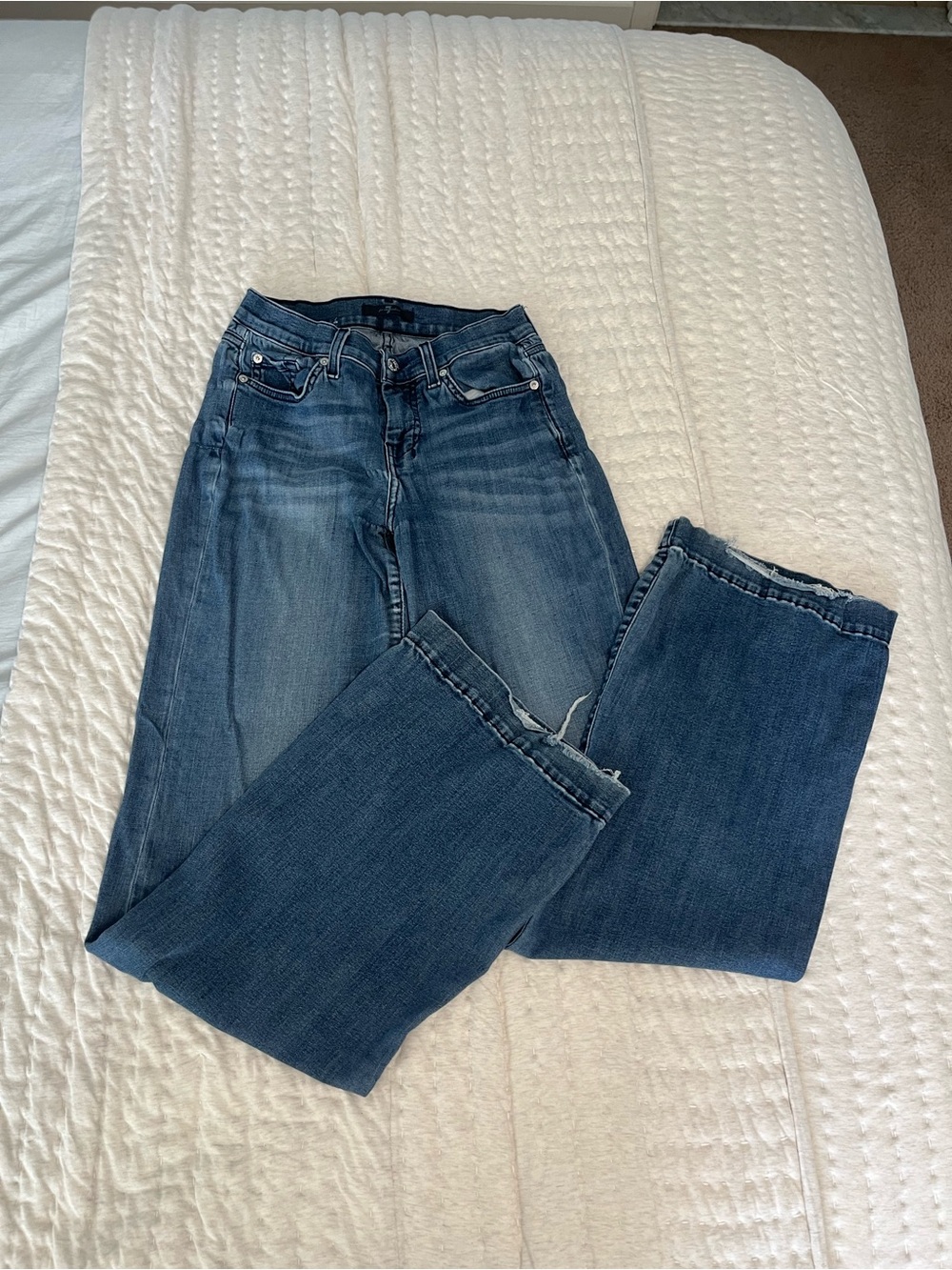 7 For All Mankind Women's Dark Blue Flare Jeans